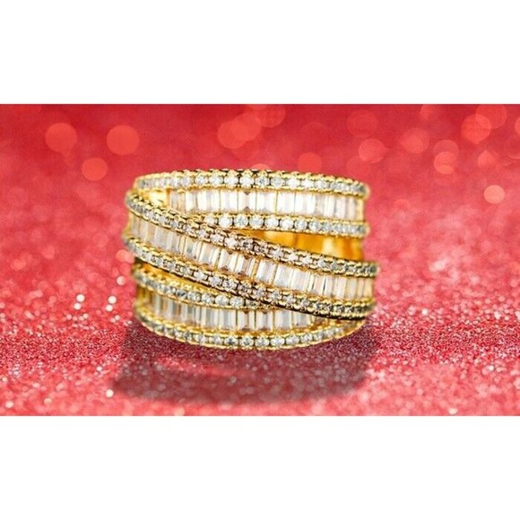 18K Gold Plated Cubic Zirconia Entwined Ring 7 - Picture 1 of 3